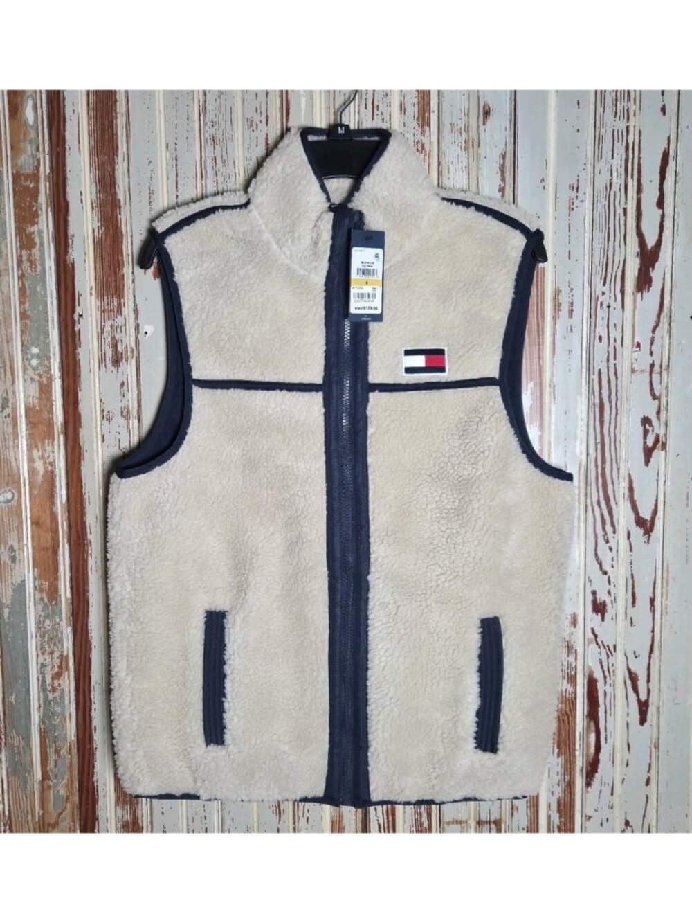 Tommy Hilfiger Sherpa Fleece Vest NEW Men's Medium Logo Zip $129